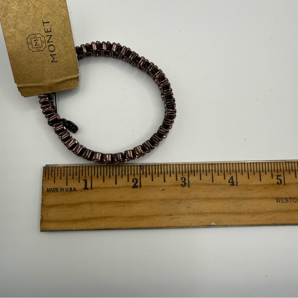 Monet Rose Gold Brown Rhinestone Stretch Bracelet - Picture 4 of 8
